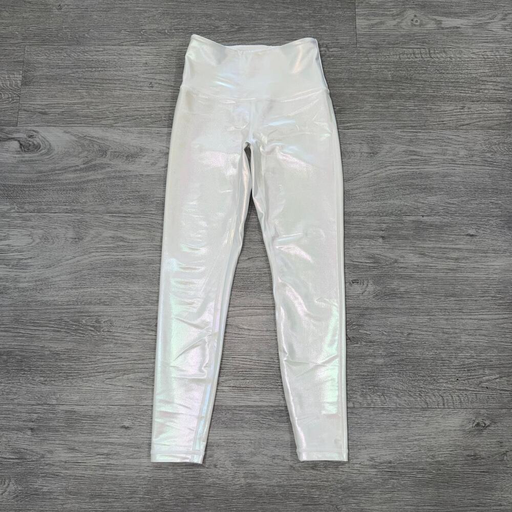 ZYIA ACTIVE White Iridescent Luxe Unicorn Leggings Women’s Size 2 Gym Workout